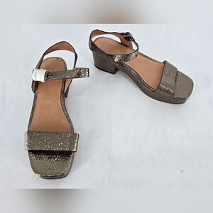 Madewell Shimmering Gold Block Heel Sandals